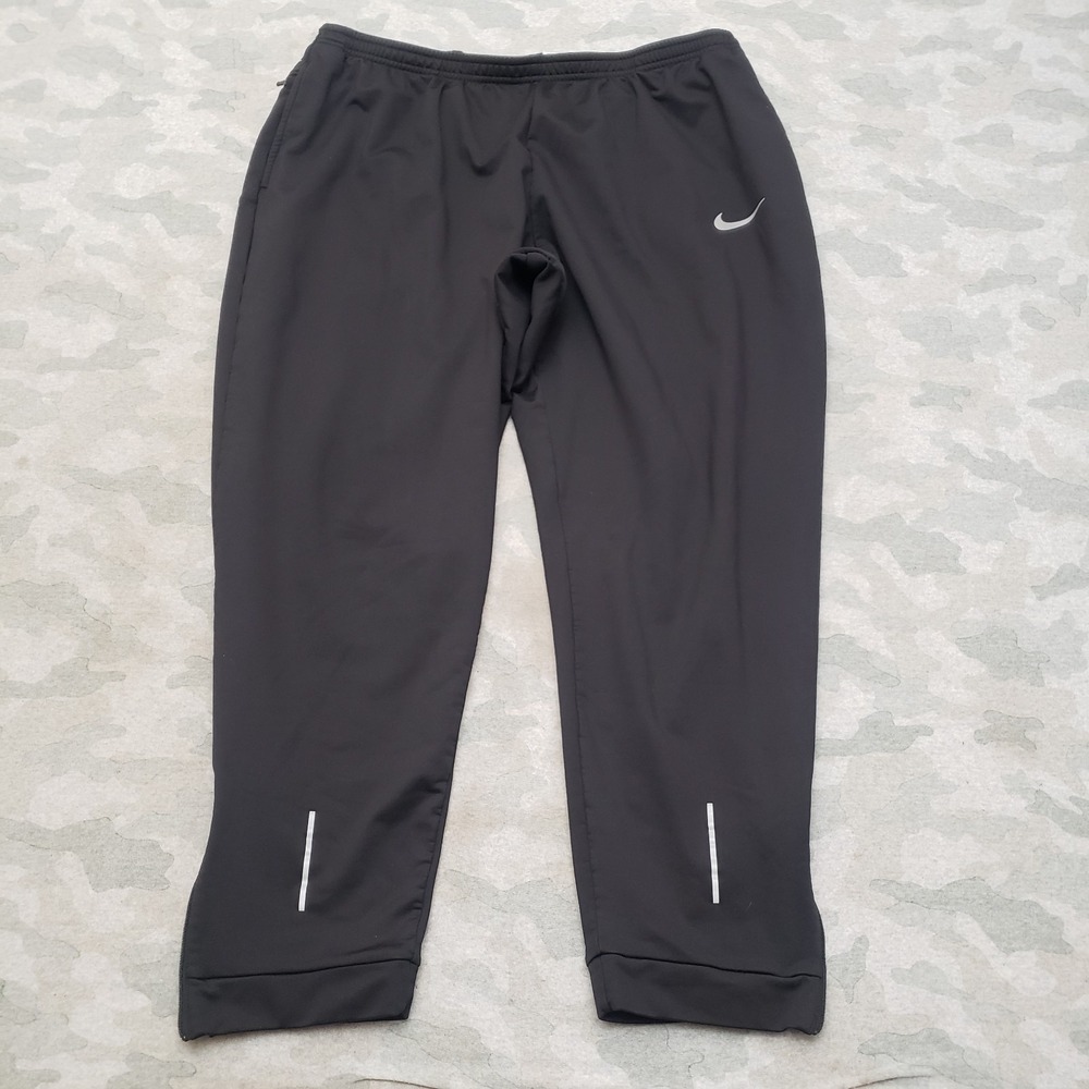 Nike Joggers Pants Womens 2XL Black Dri-Fit Drawstring Athletic Running Anke Zip